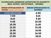 Расписание автобусов Юровка - Анапа
